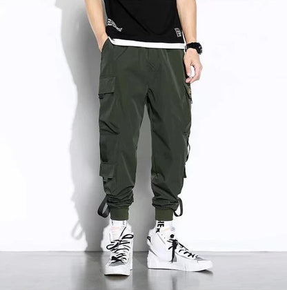 Pantalones holgados, versátiles, de color liso y talla grande para hombre