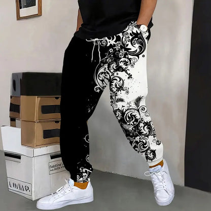 Pantalones deportivos al aire libre para hombre, pantalones de chándal con estampado de grafiti a la moda