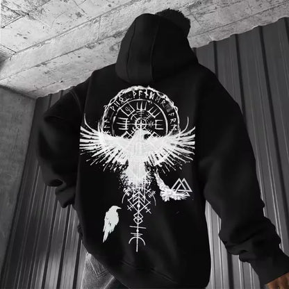 Sudadera con capucha con estampado para hombre, Sudadera con capucha , patrón de águila suelto, deporte fresco, funcional, a la moda