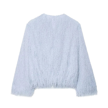 Abrigos cortos con decoración de borlas para mujer, chaquetas con mangas para la muñeca a la moda para mujer, prendas de vestir exteriores informales elegantes para oficina