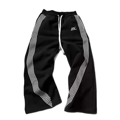 Pantalones deportivos de pierna recta holgados a rayas informales para hombre
