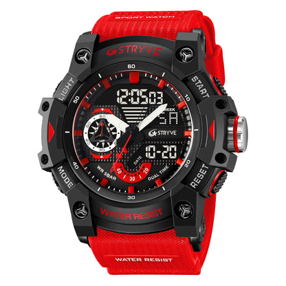 Reloj deportivo electrónico de moda para hombre, resistente a golpes, resistente al agua, con alarma LED y cronómetro
