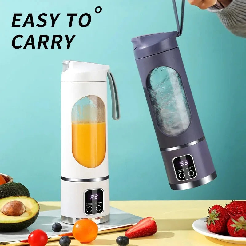 Exprimidor de frutas portátil de 10 cuchillas, capacidad de 450 ml, 3 velocidades, recargable por USB, triturador de hielo para batidos y licuados.