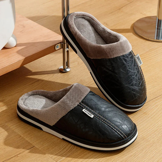 Zapatillas de invierno para hombre, zapatos de casa de interior