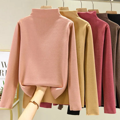 Camisa gruesa de manga larga con Base de forro polar de doble cara para mujer