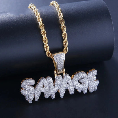 Hip Hop Ice Out Wild Alphabet Pendant Necklace Cool Jewelry for Men Women Hip Hop Rock Rap Gifts 