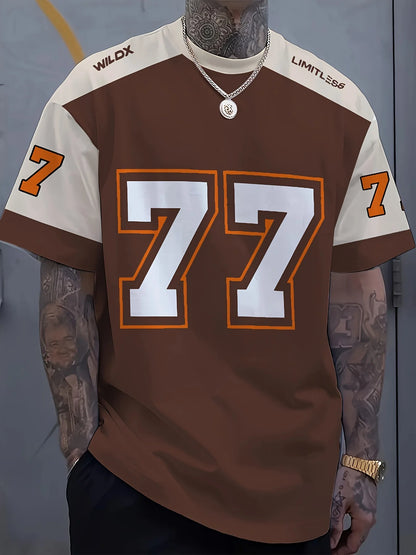 Camiseta Deportiva Casual Ligera y Transpirable con Estampado Digital para Hombre, Verano 2026