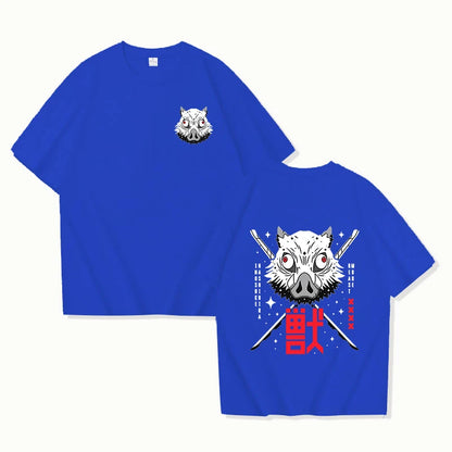 Camiseta con estampado de Hashibira Inosuke para mujer, camiseta de manga corta a la moda con estampado de anime callejero, camiseta informal de verano con personalidad