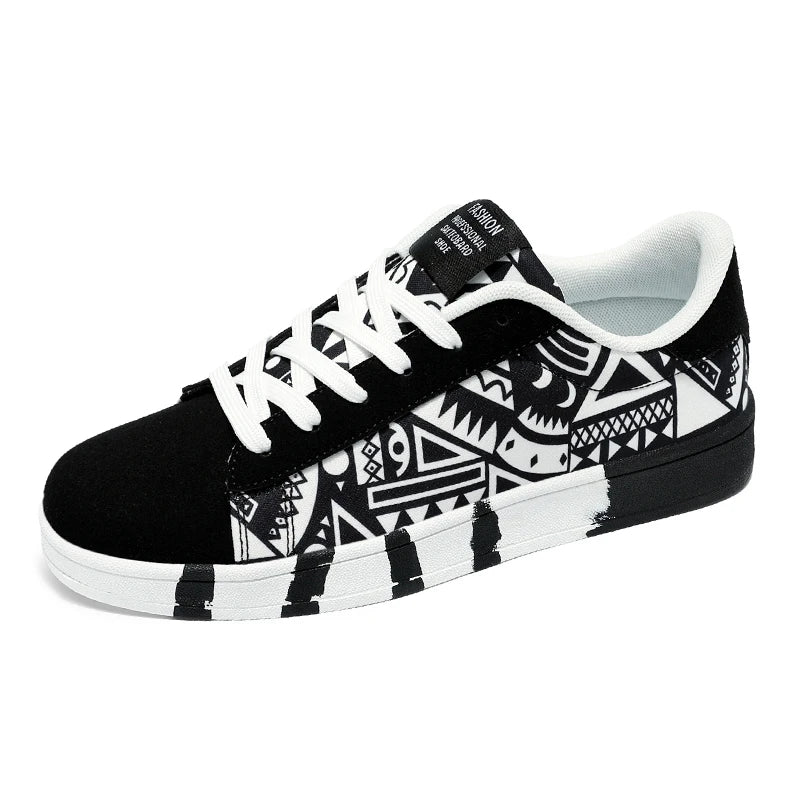 Zapatos vulcanizados rojos de alta calidad para hombre, zapatillas informales Unisex, zapatillas planas con grafiti a la moda de 46 tamaños, zapatos de Skateboard para hombre