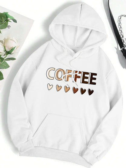 Sudadera con capucha con estampado gráfico de letras divertidas para mujer, sudadera de lana a la moda, informal,con capucha, ropa de gran tamaño para otoño
