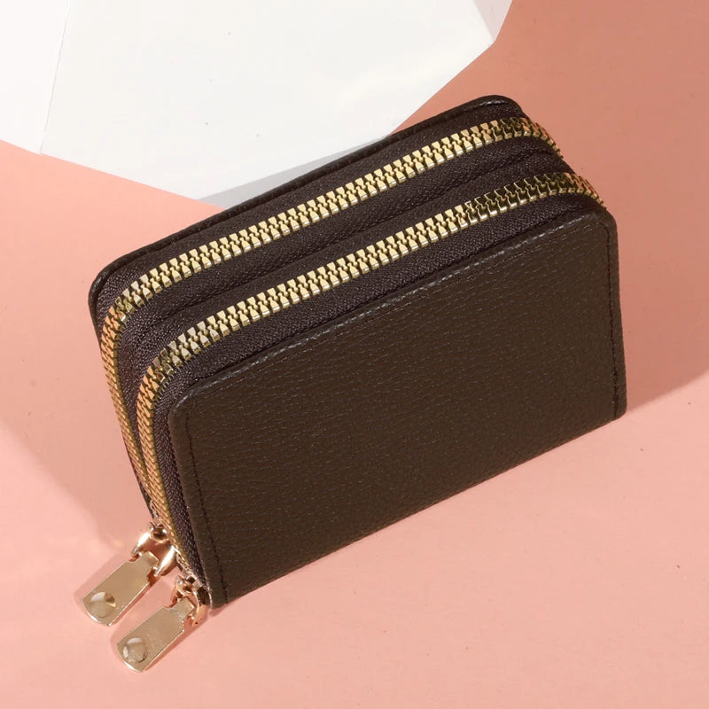 Monedero de estilo corto con cremallera para mujer, monedero con estampado de lichi
