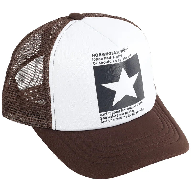Gorras de moda para hombres y mujeres, gorras de verano transpirables con cierre trasero y estrellas