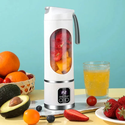 Exprimidor de frutas portátil de 10 cuchillas, capacidad de 450 ml, 3 velocidades, recargable por USB, triturador de hielo para batidos y licuados.