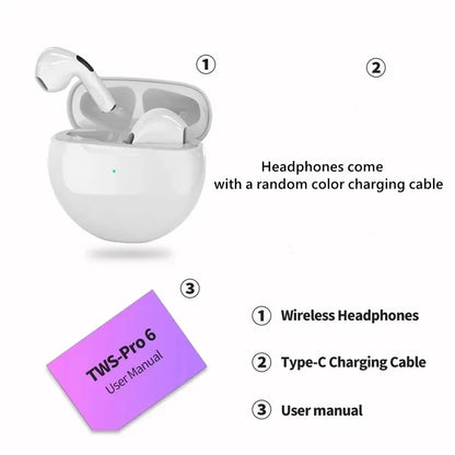 Auriculares inalámbricos Air Pro 6 TWS originales con Bluetooth 5.3, miniauriculares con micrófono y estuche de carga para Xiaomi y iPhone.