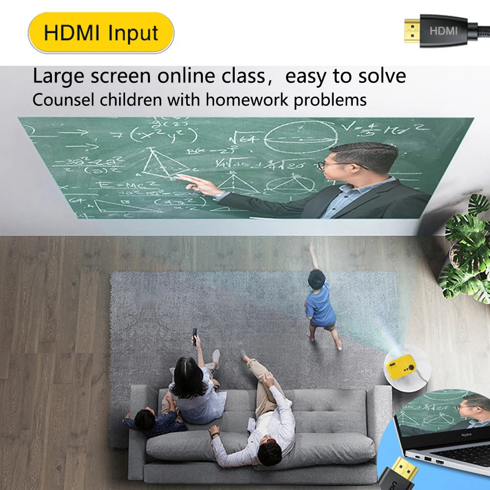 Mini projecteur LED M24 2024 Portable pour la maison, prise en charge de la vidéo 1080P, HDMI, USB, projection pour enfants, prise en charge 640 x 480P