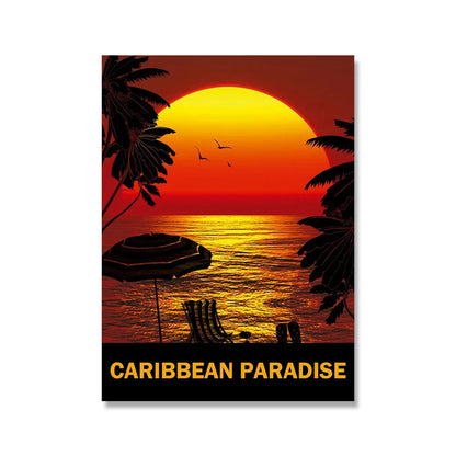 Pintura en lienzo para pared, arte nórdico, puesta de sol, arena, mar, playa, ondas, océano, Palma, póster, imagen Modular de paisaje marino para decoración para sala de estar