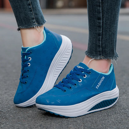 Zapatos deportivos informales para mujer, zapatillas transpirables y cómodas con Tacón de Cuña y suela gruesa