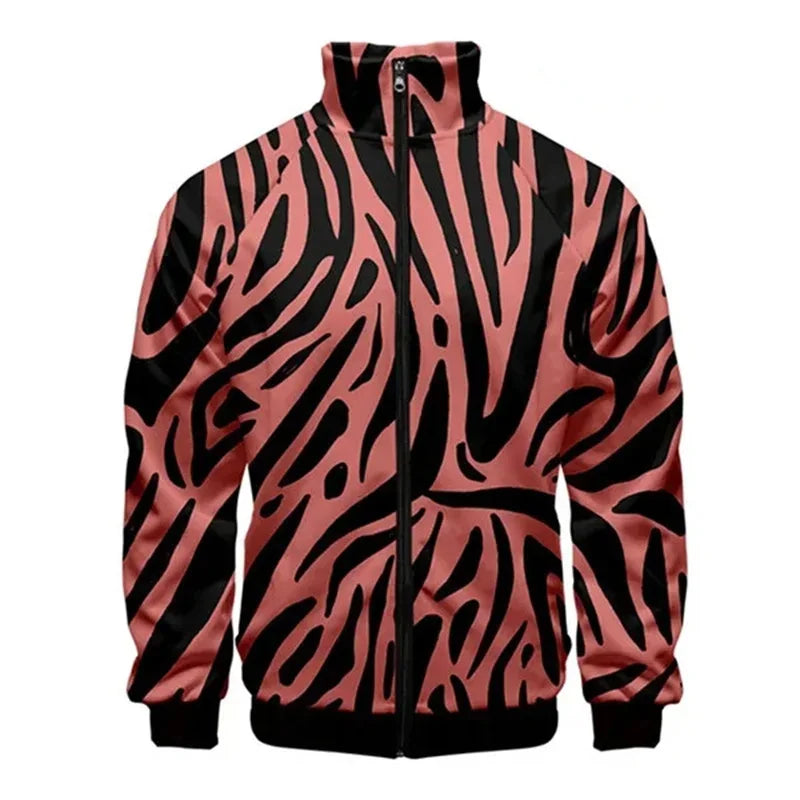 Chaqueta unisex con cremallera de piel de serpiente de tigre impresa  para hombres, abrigo de manga larga con patrón de Animal fresco, chaquetas sueltas con personalidad, Top de ropa de calle