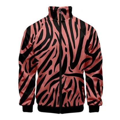 Chaqueta unisex con cremallera de piel de serpiente de tigre impresa  para hombres, abrigo de manga larga con patrón de Animal fresco, chaquetas sueltas con personalidad, Top de ropa de calle