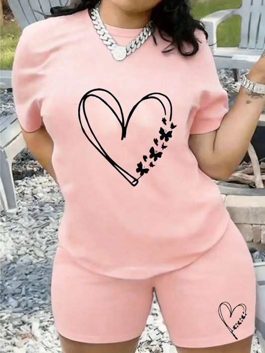 Conjunto de camiseta de manga corta y pantalones cortos con estampado