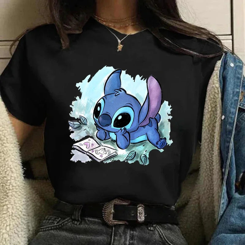 Camiseta divertida de dibujos animados de Stitch de Disney de los años 90 para mujer, camiseta de Lilo y Stitch, camiseta gráfica, ropa de calle, camisetas, ropa femenina