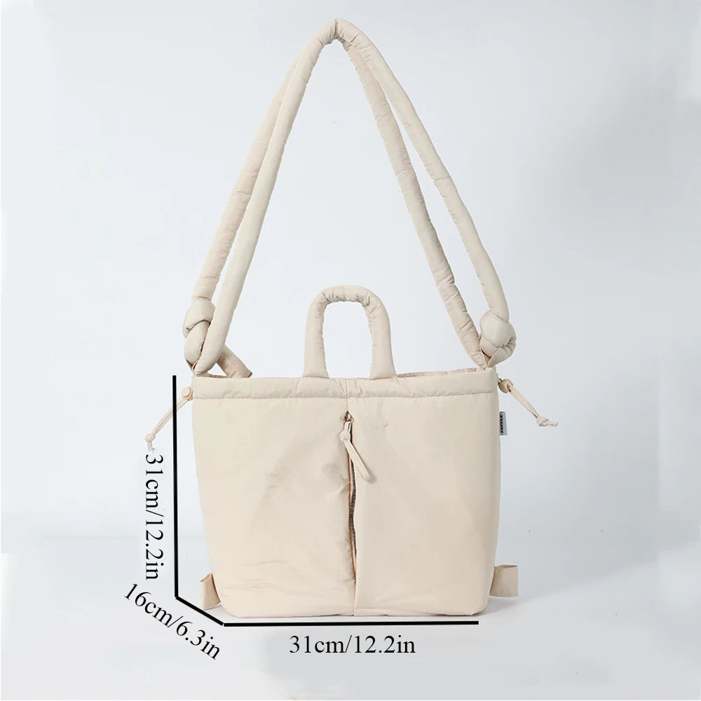 Mochila acolchada para mujer, bolso de mano con asa superior, bolso de hombro