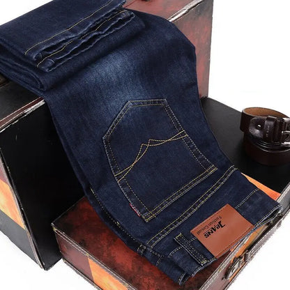 Pantalones vaqueros rectos informales, cómodos y suaves para hombre, de marca, ligeros, de lujo, ajustados y elásticos.