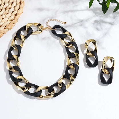 Nuevo conjunto de moda Icon collar y pendientes de acrílico fluorescente CCB empalmados para mujer, joyería para el cuello