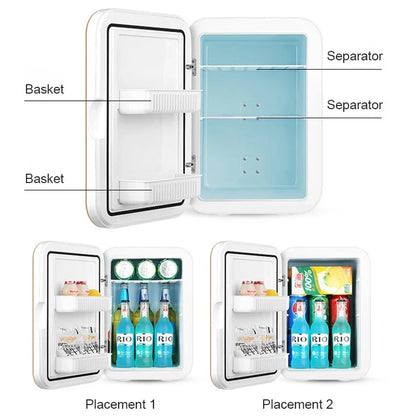 6L Car Refrigerator DC 12V 220V AC Electric Portable Beauty Cooler Warmer Mini Car Fridge Ice Box for Home Camping Travel 