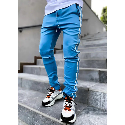 Pantalones Cargo de primavera y otoño para hombre, pantalones informales deportivos de pierna recta reflectantes