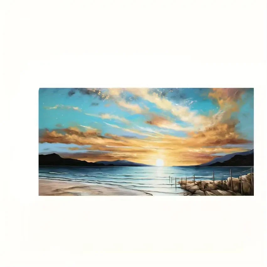 Pósteres artísticos de pared de puesta de sol de playa, pintura en lienzo de paisaje grande, impresión, imagen de decoración de pared nórdica para decoración del hogar sin marco