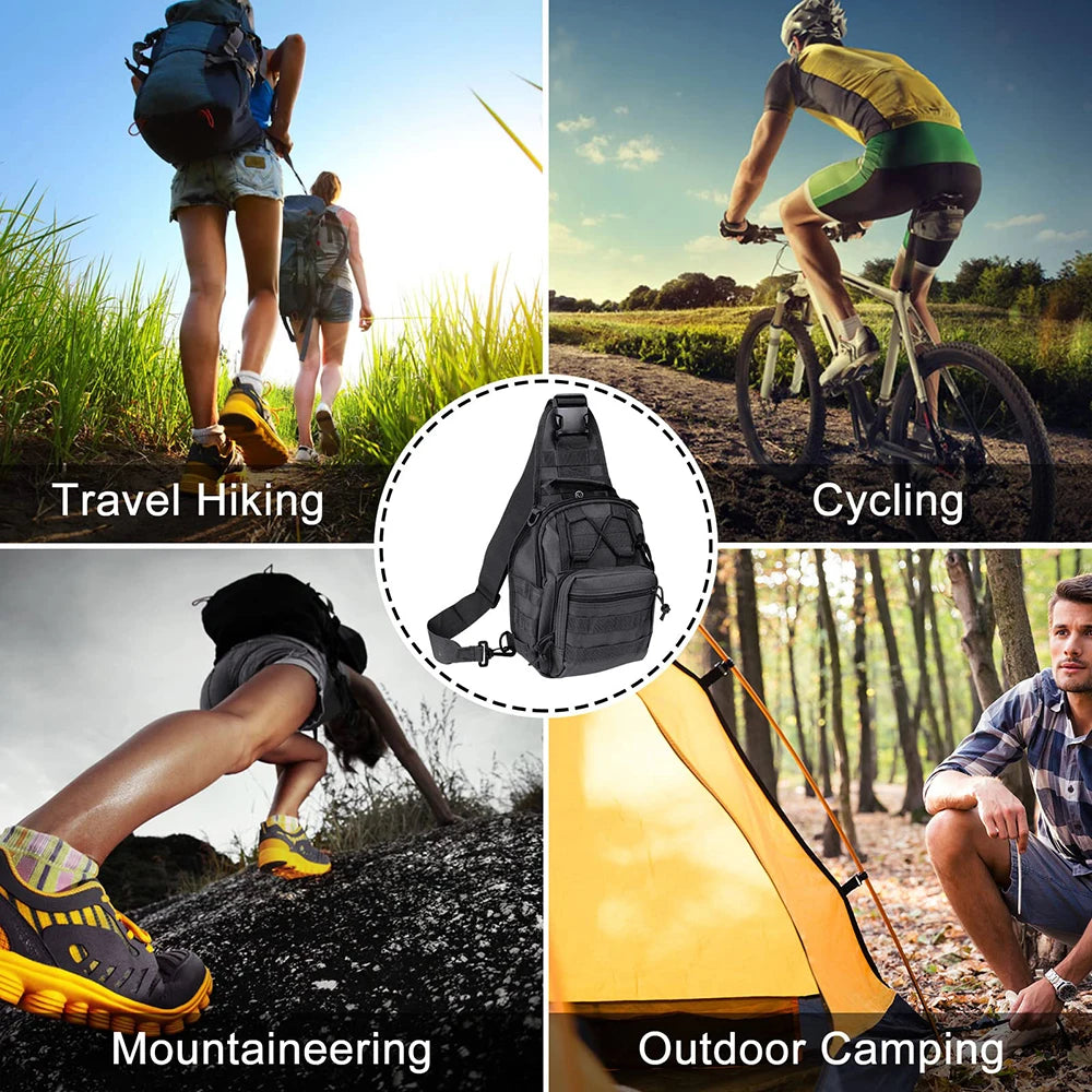 Bolso táctico para bandolera, bolso de hombro para exteriores con diseño Molle y mochila táctica impermeable para hombres