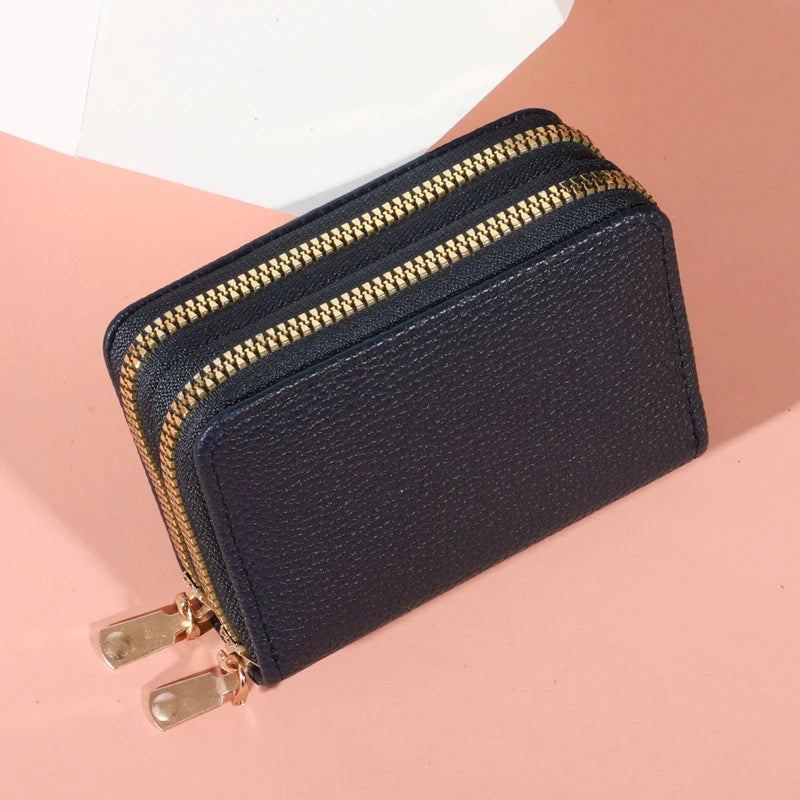 Monedero de estilo corto con cremallera para mujer, monedero con estampado de lichi