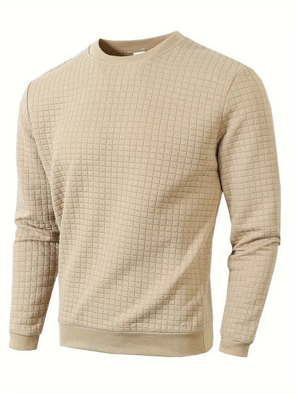 jersey de espesor de invierno para hombre, suéteres ajustados cálidos de manga larga de Color sólido con cuello redondo, suéter para hombre, ropa masculina