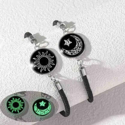 Juego de 2 pulseras de acero inoxidable para parejas, para mujer, amante, sol luminoso, luna, cuerda, amuleto, amistad, novia, fiesta, joyería, regalo