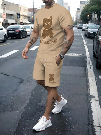 Conjunto de camiseta y pantalones cortos con cuello redondo