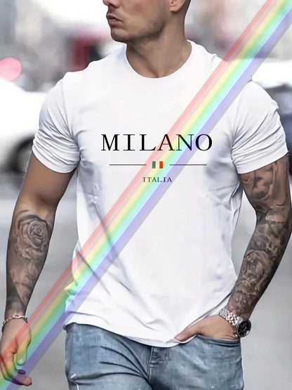 Camiseta informal de manga corta de algodón con estampado de letras Milano para hombre y mujer, ropa de verano, moda urbana
