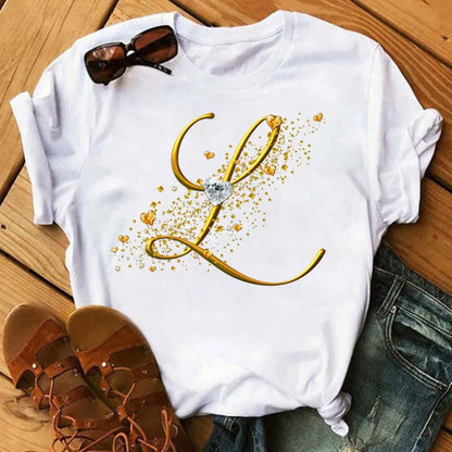Camiseta de combinación de letras con nombre personalizado para mujer