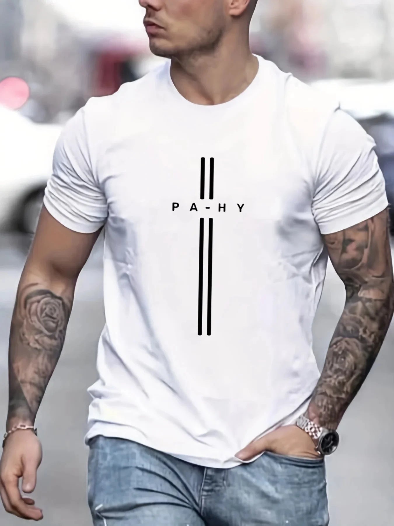 Camiseta de manga corta para hombre, cuello redondo, estampado de letras, cómoda, informal, de verano, talla holgada.