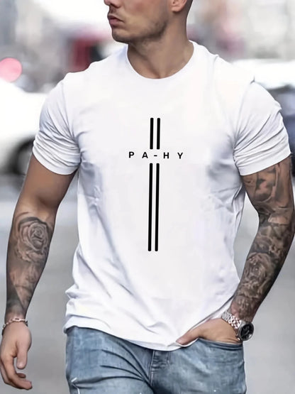 Camiseta de manga corta para hombre, cuello redondo, estampado de letras, cómoda, informal, de verano, talla holgada.
