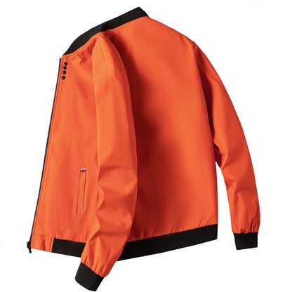 Chaqueta  para hombre de manga larga, chaqueta de ciclismo a prueba de viento, chaqueta informal con cremallera sólida, otoño