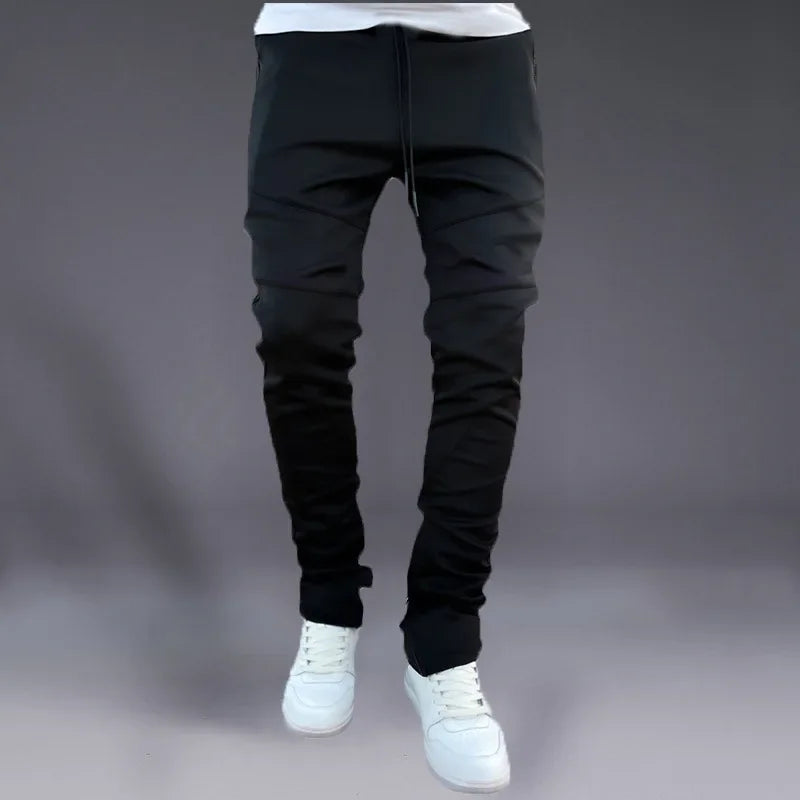 Pantalones deportivos para hombre, pantalones tobilleros agrupados coreanos de otoño, bolso escolar ajustado elástico, pantalones largos informales para correr de marca a la moda