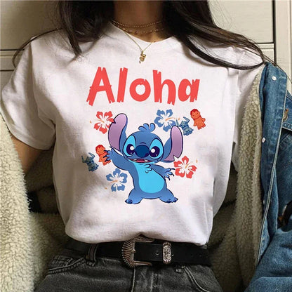 Camiseta divertida de dibujos animados de Stitch de Disney de los años 90 para mujer, camiseta de Lilo y Stitch, camiseta gráfica, ropa de calle, camisetas, ropa femenina