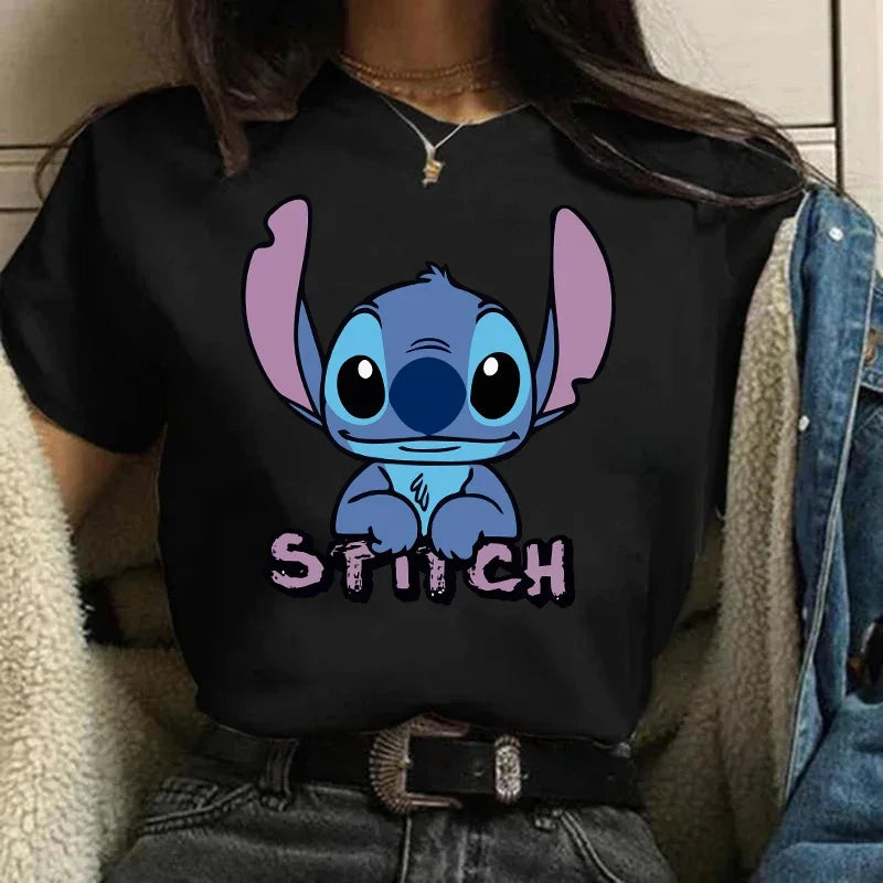 Camiseta divertida de dibujos animados de Stitch de Disney de los años 90 para mujer, camiseta de Lilo y Stitch, camiseta gráfica, ropa de calle, camisetas, ropa femenina