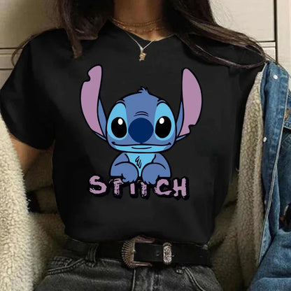 Camiseta divertida de dibujos animados de Stitch de Disney de los años 90 para mujer, camiseta de Lilo y Stitch, camiseta gráfica, ropa de calle, camisetas, ropa femenina
