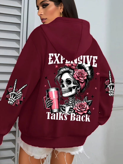 Sudadera con capucha con estampado divertido para mujer, jerséis ropa deportiva de lana para otoño, Sudadera con capucha informal con bolsillo
