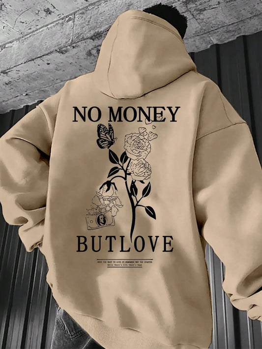 Chaqueta con capucha estilo pareja de primavera y otoño a la moda nueva sudadera holgada de lana con capucha con estampado de letras florales para hombre