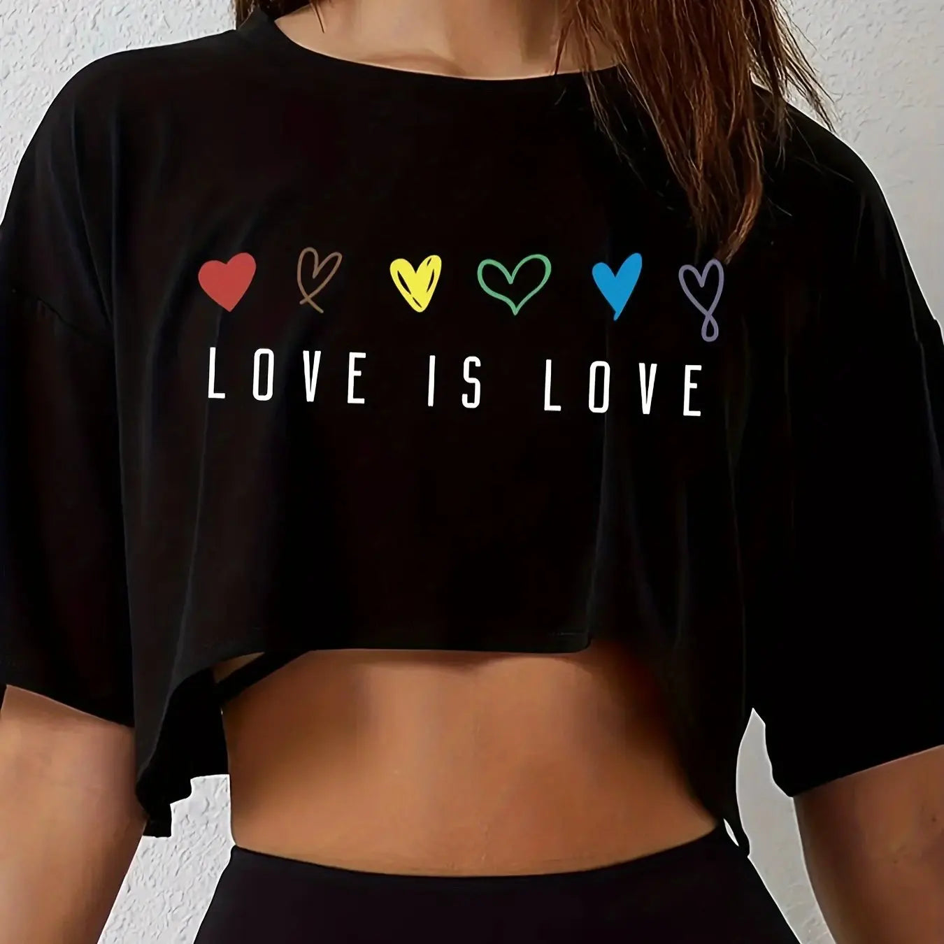 Camiseta corta para mujer, longitud corta, informal, holgada y transpirable
