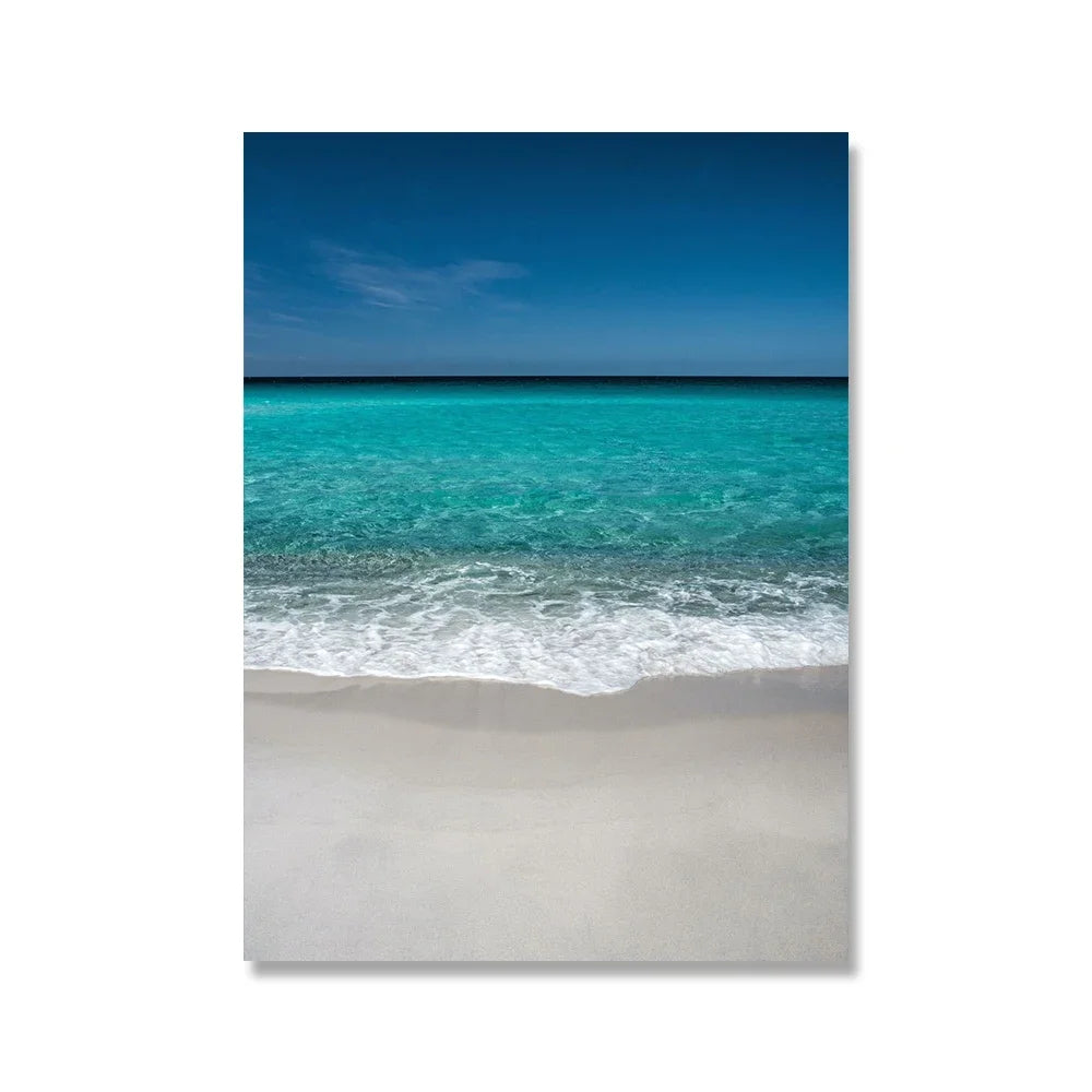Pintura en lienzo para pared, arte nórdico, puesta de sol, arena, mar, playa, ondas, océano, Palma, póster, imagen Modular de paisaje marino para decoración para sala de estar