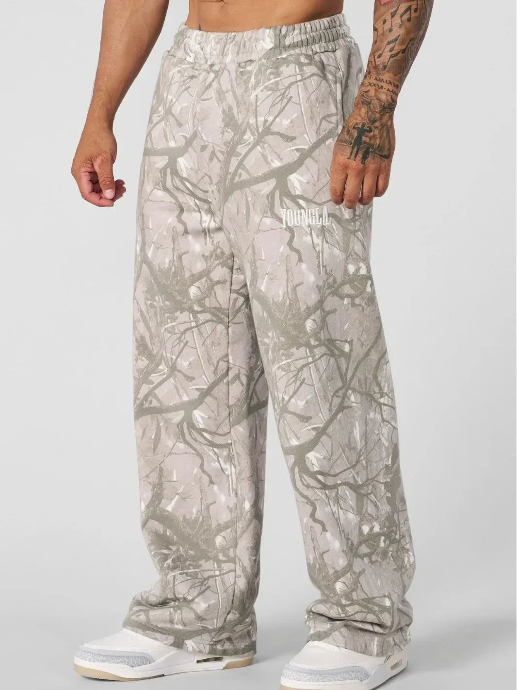 Pantalones casuales de moda americana, pantalones de pierna recta con estampado de camuflaje digital, pantalones deportivos de fitness, pantalones holgados de pierna ancha